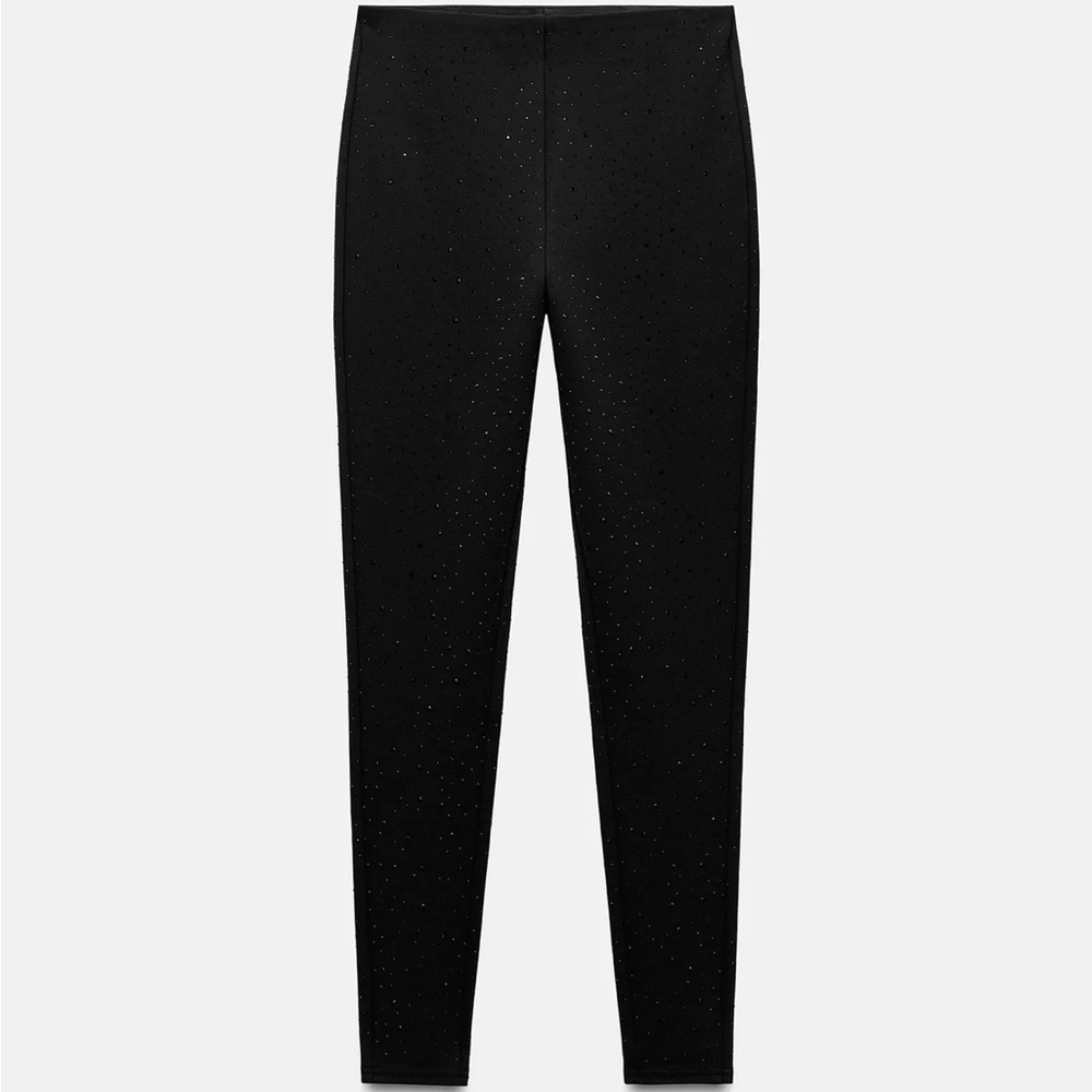 NWOT FINAL PRICE Zara Crystal High Waisted Black Leggings Size S Small